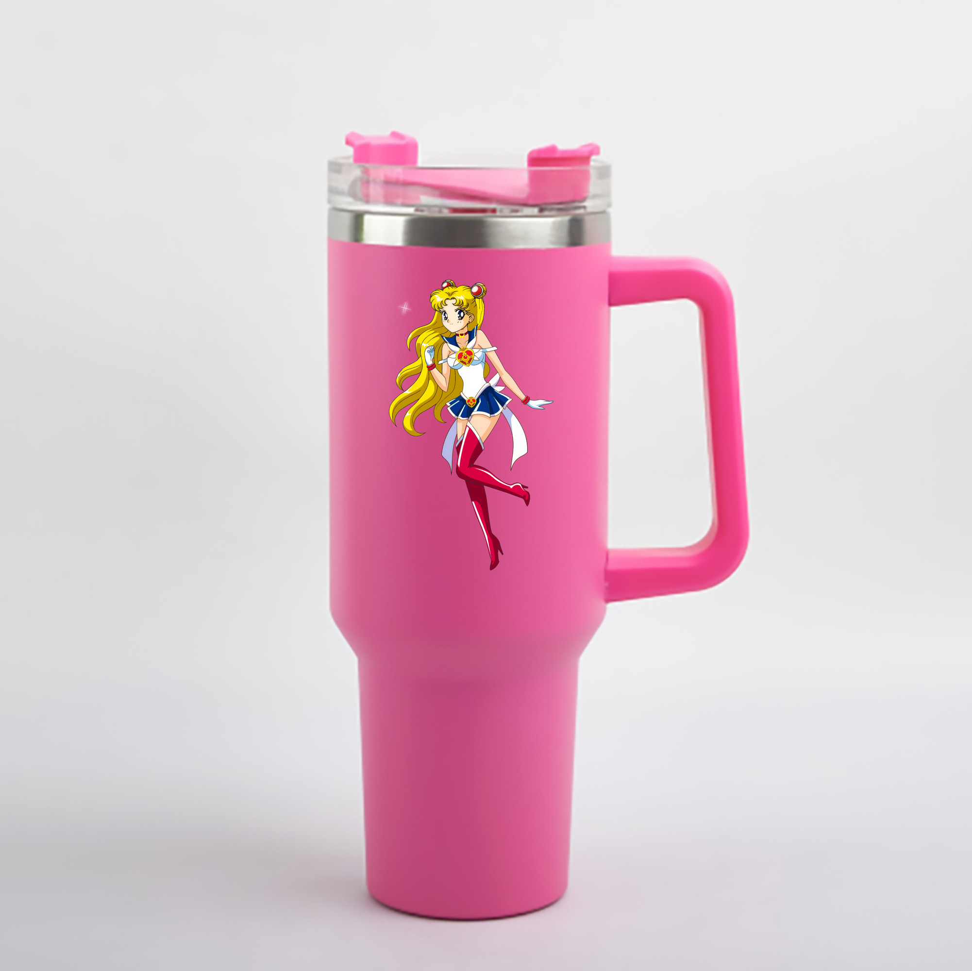 （画像用） 美少女戦士セーラームーン 月野 うさぎ つきの うさぎ Sailor Moon Tsukino Usagi 1200mL車用タンブラー - クリスタルステッカー（プラスチックストロー付き）